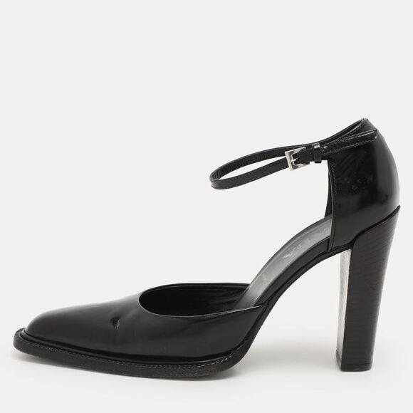 Prada Brown Leather D'orsay Ankle Strap Pumps Size 38 - Picture 1 of 7
